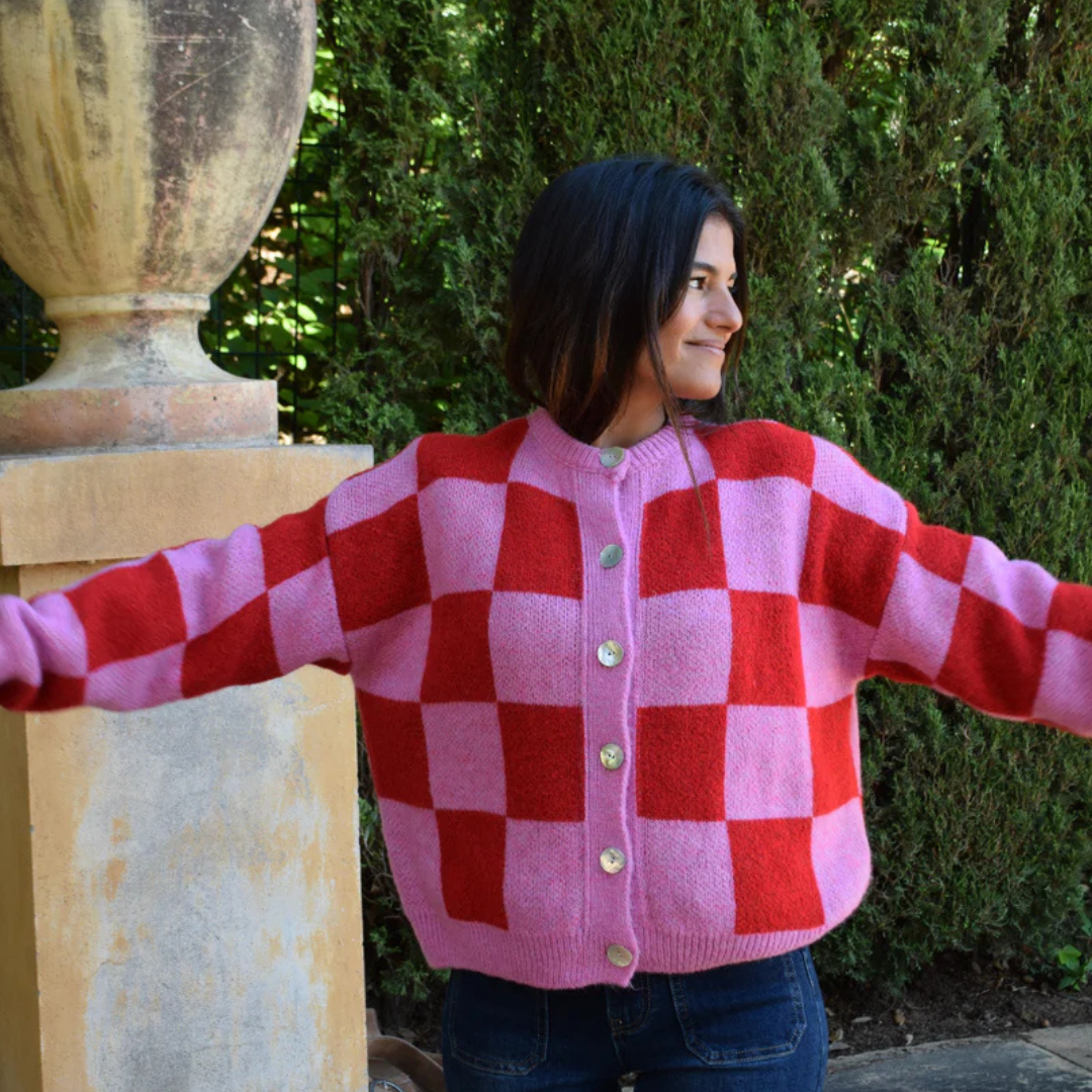Cardigan "Valentina" rosa/rot