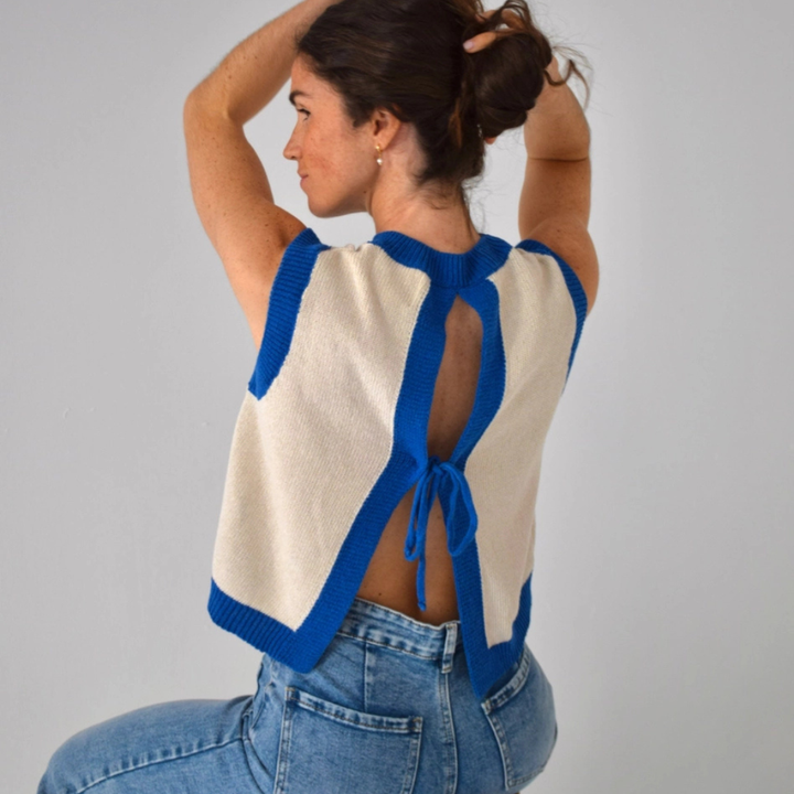 Top Laila Weiß und Blau