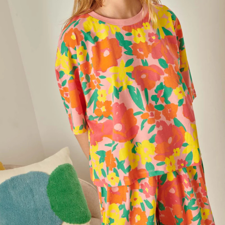 Langer Pyjama aus Bio-Baumwolle (Allmanada Rose)