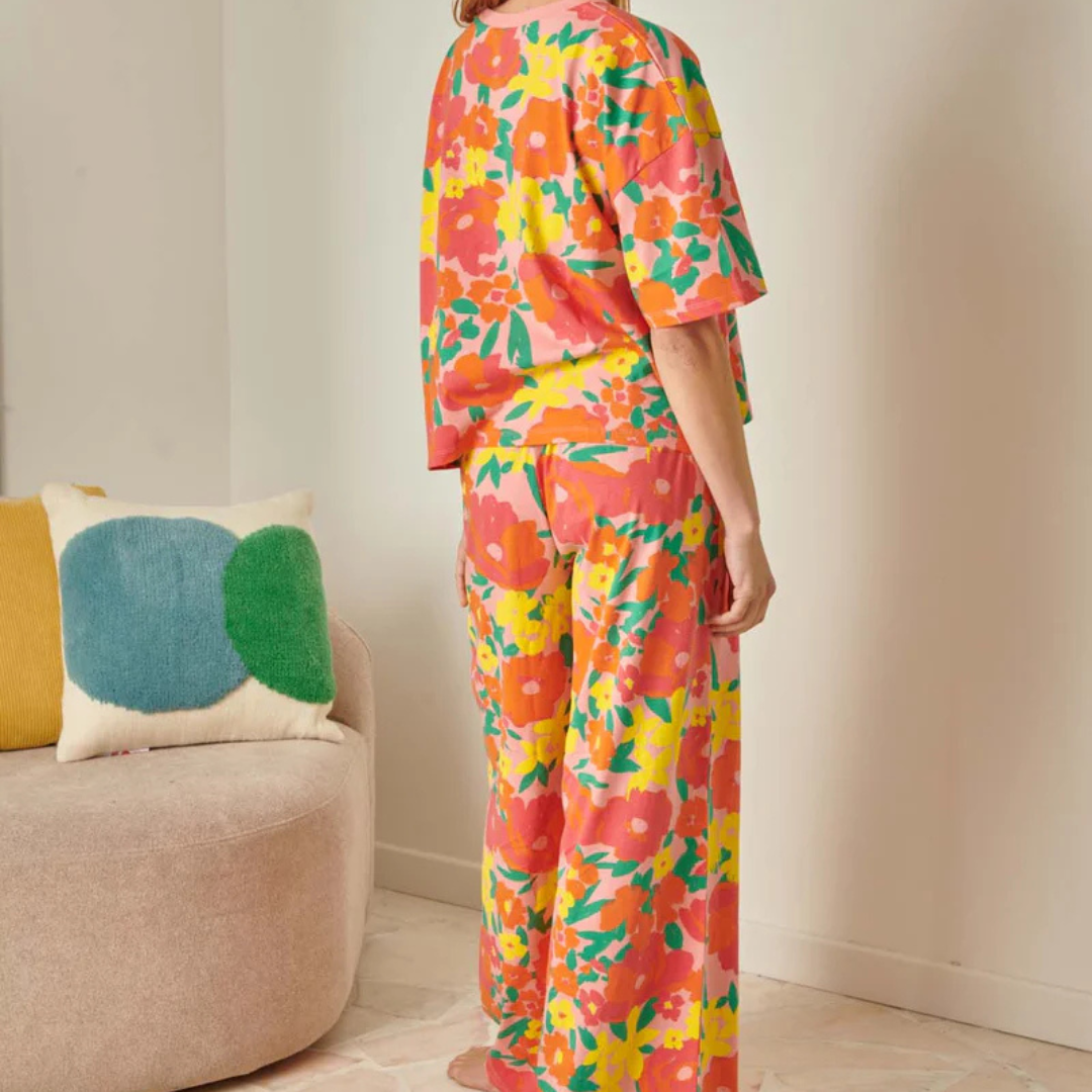 Langer Pyjama aus Bio-Baumwolle (Allmanada Rose)