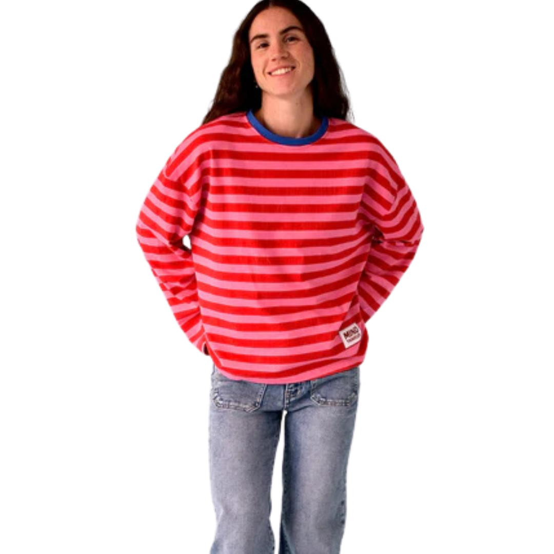 Longsleeve "STRIPES" rot/rosa
