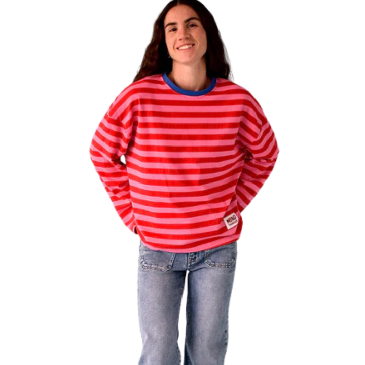 Longsleeve "STRIPES" rot/rosa