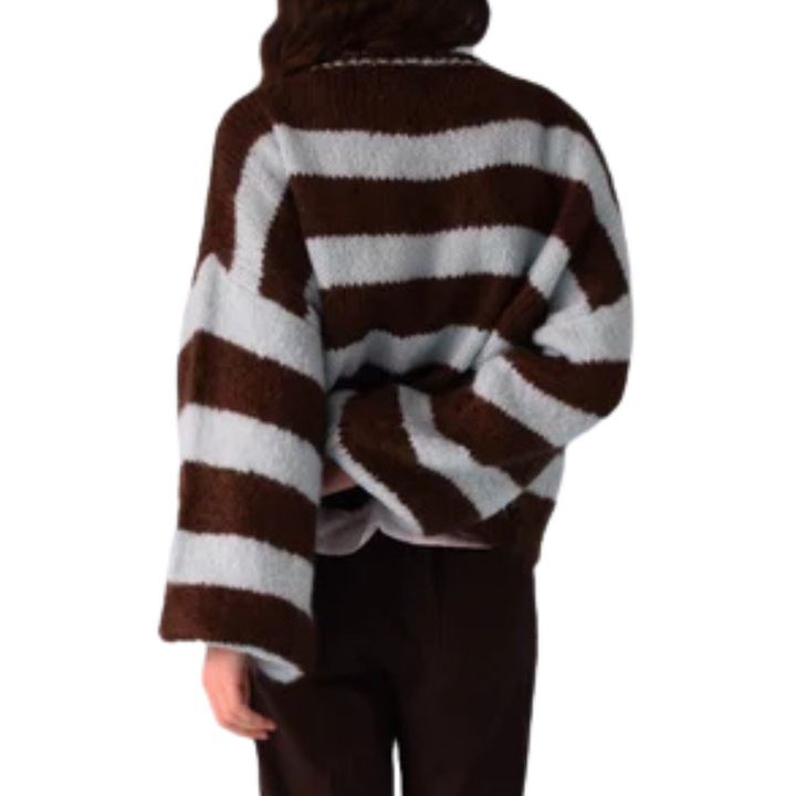 Cardigan "Aura" - Hellblau-Braun