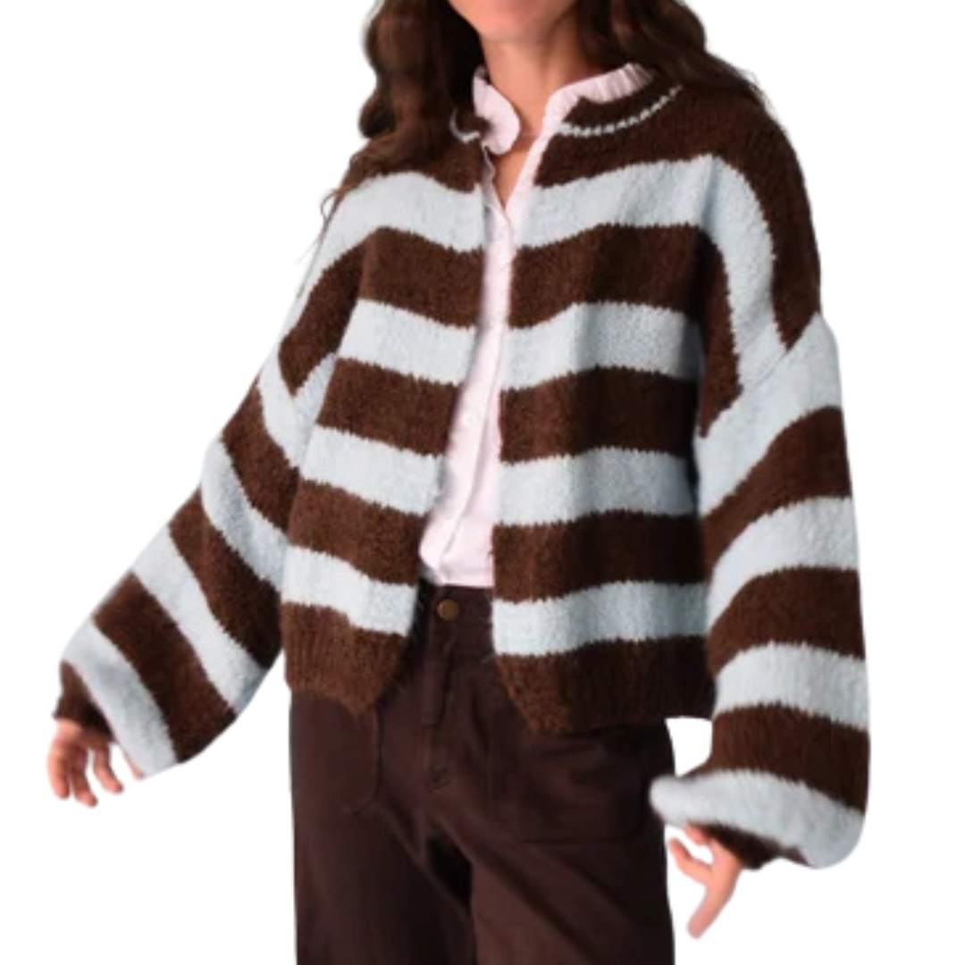 Cardigan "Aura" - Hellblau-Braun