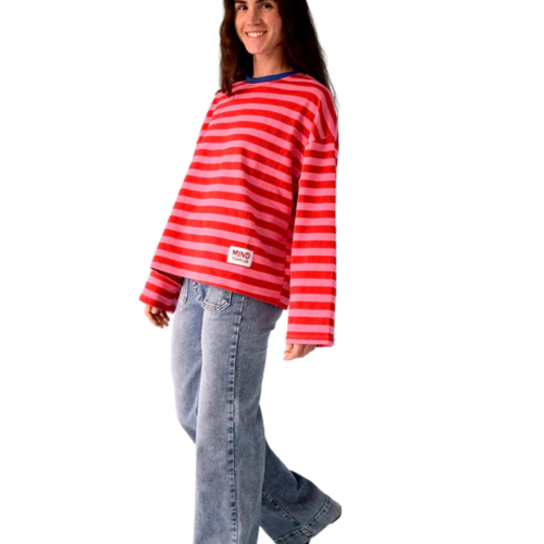 Longsleeve "STRIPES" rot/rosa