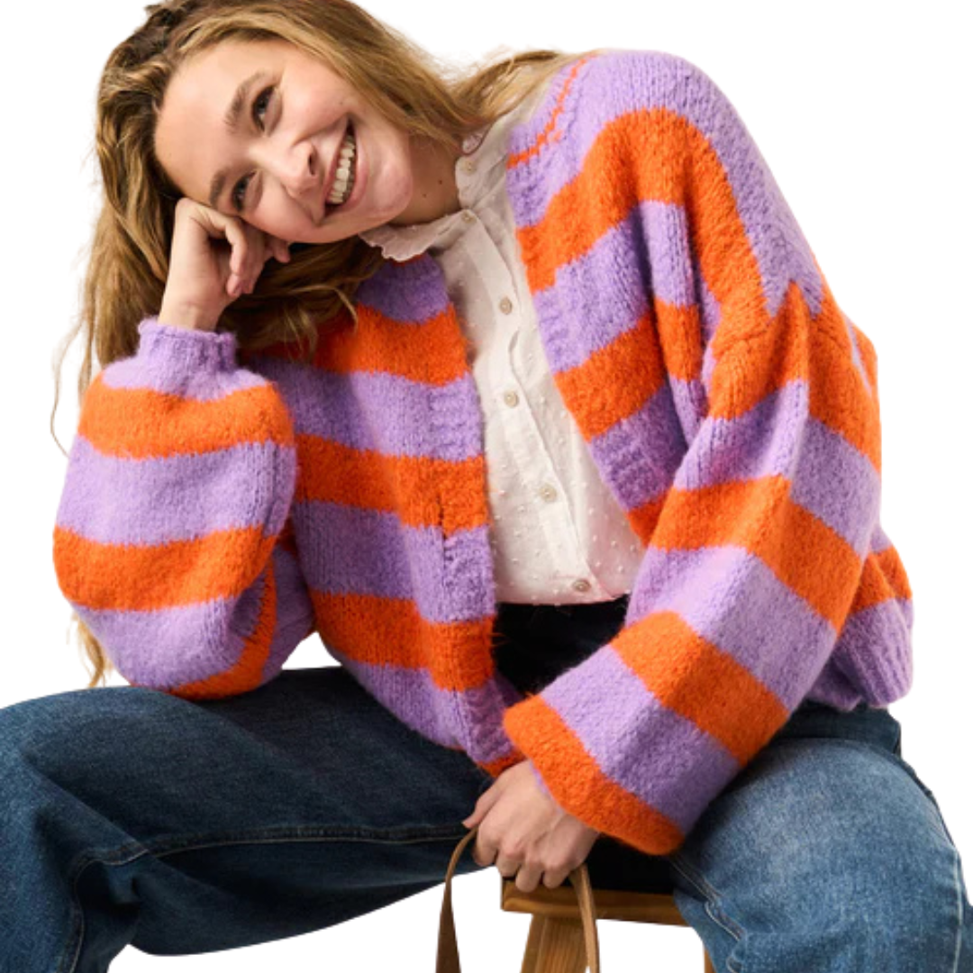 Cardigan "Aura" – Lavendel & Orange