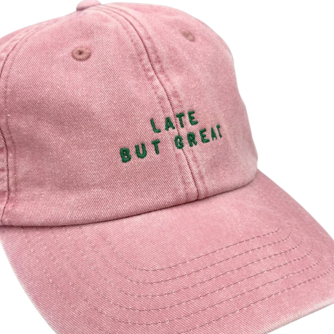 Cap aus Bio-Baumwolle "LATE BUT GREAT"