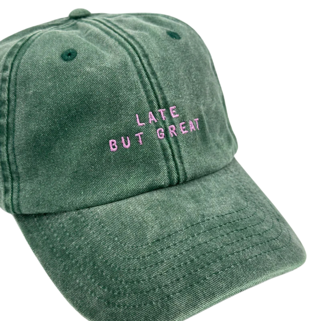 Cap aus Bio-Baumwolle "LATE BUT GREAT"