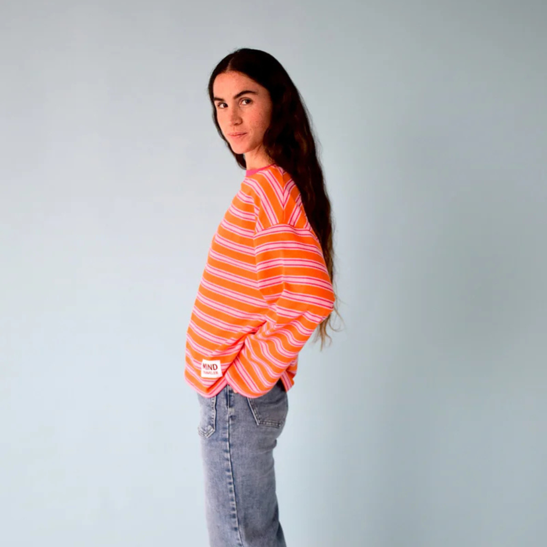 Longsleeve "STRIPES" orange/rosa