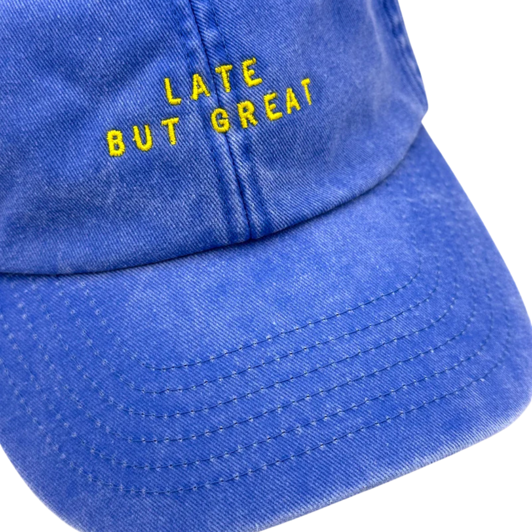 Cap aus Bio-Baumwolle "LATE BUT GREAT"