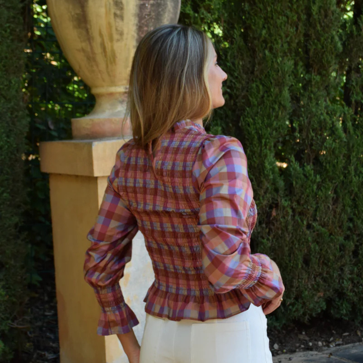 Bluse "CHIA" magenta checkered