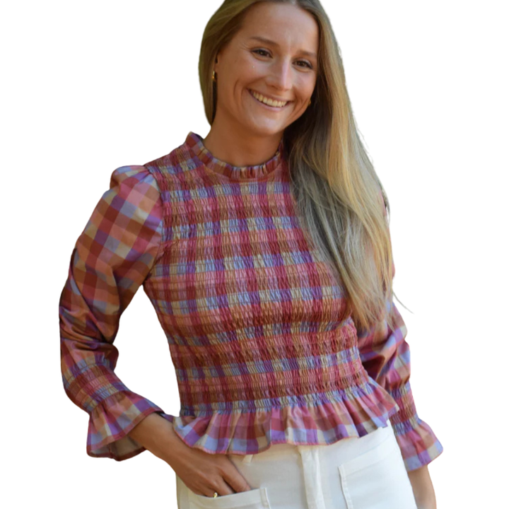 Bluse "CHIA" magenta checkered