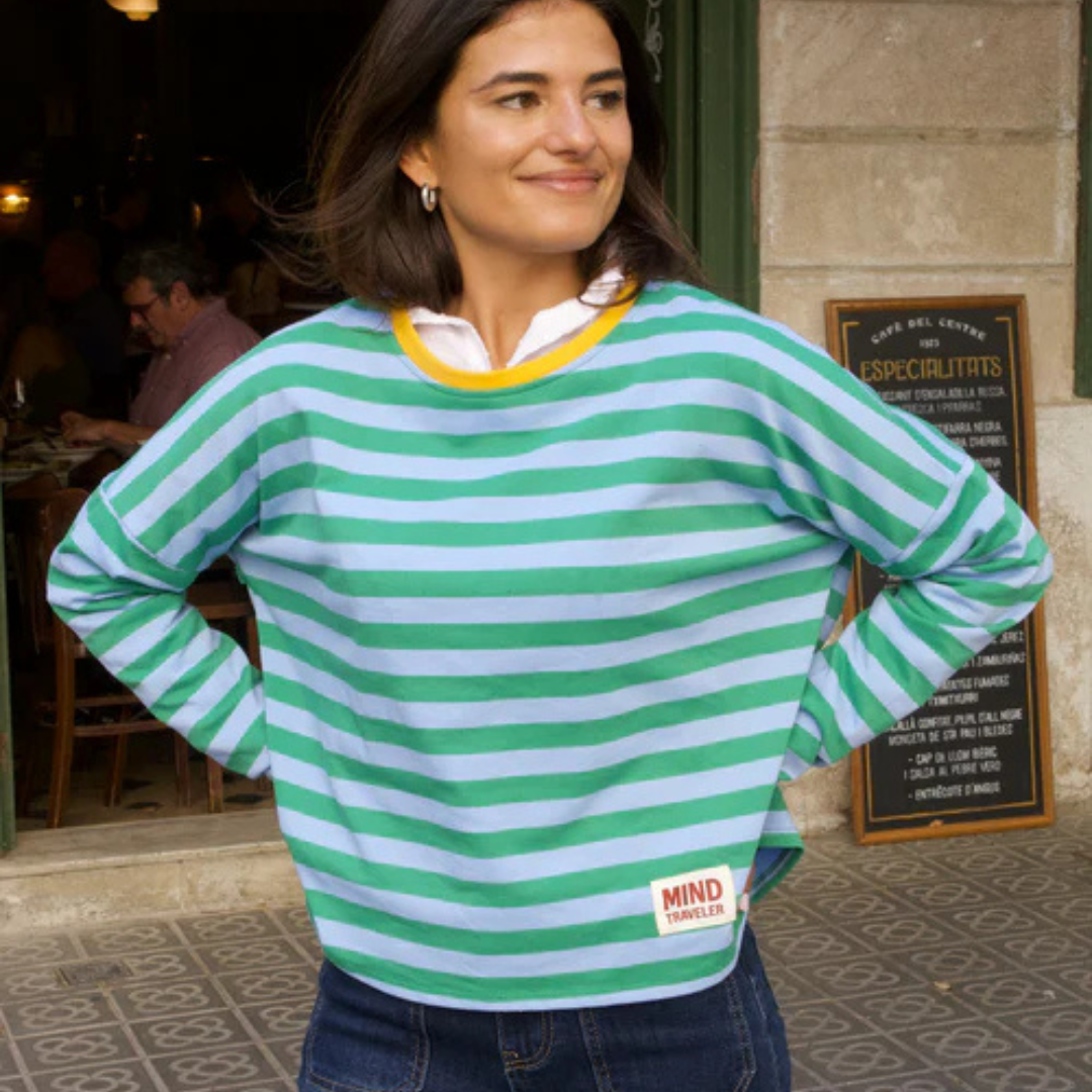 Longsleeve "STRIPES" grün/blau