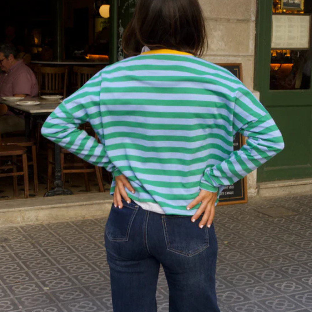 Longsleeve "STRIPES" grün/blau