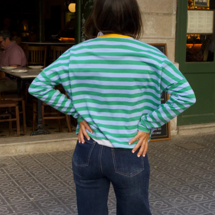 Longsleeve "STRIPES" grün/blau