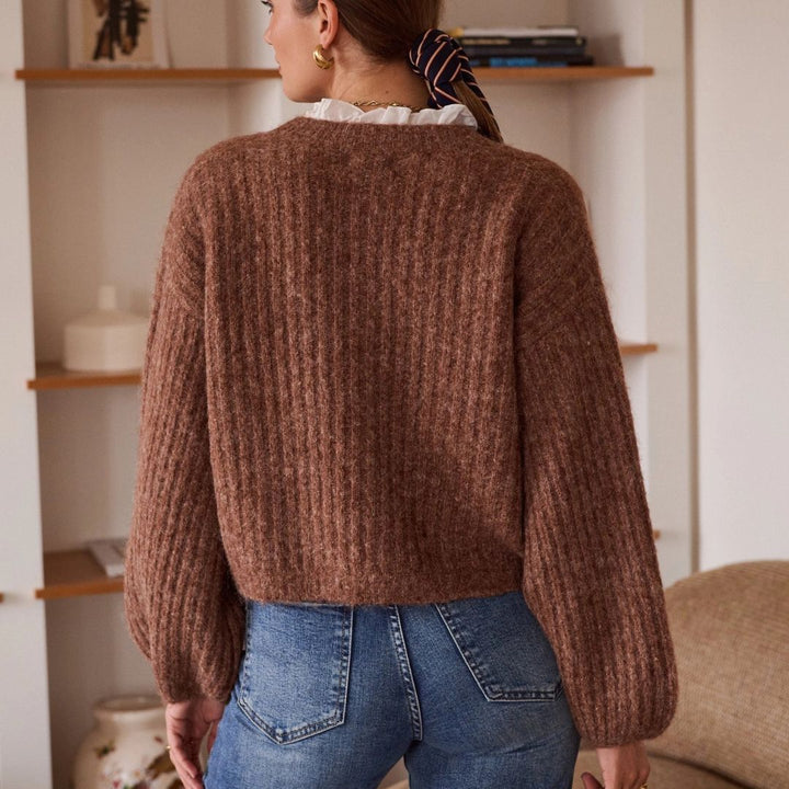 Strickjacke mit Ballonärmeln