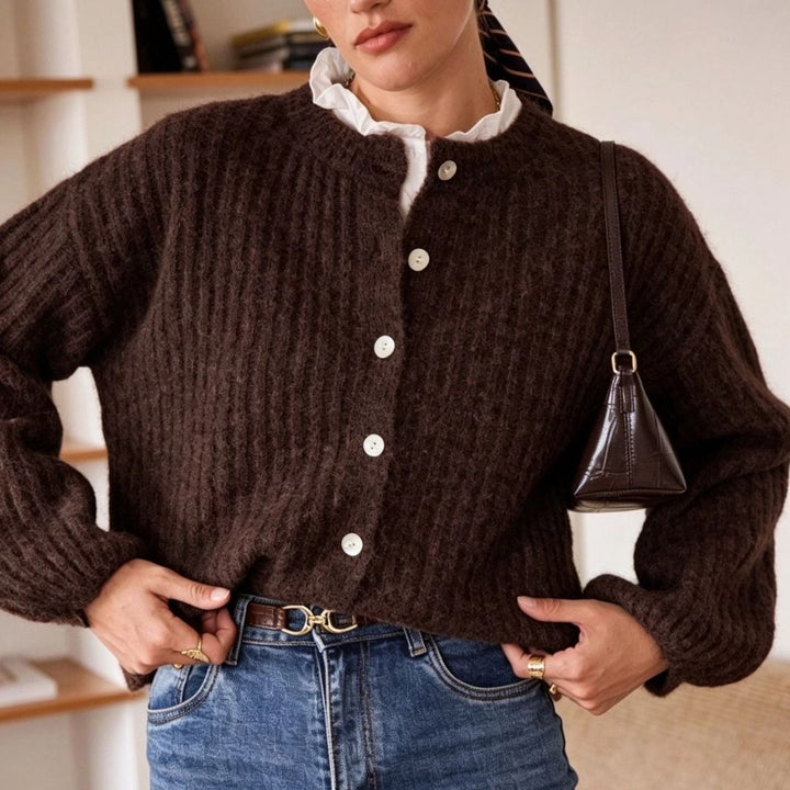 Strickjacke mit Ballonärmeln